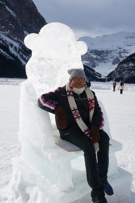 Sitting pretty in the ice castle in Lake Louise