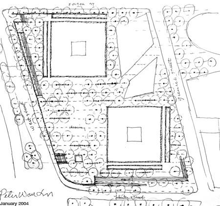 Peter Walker - An Early Sketch of the 9/11 Memorial ©PWP Peter Walker - An Early Sketch of the 9/11 Memorial ©PWP