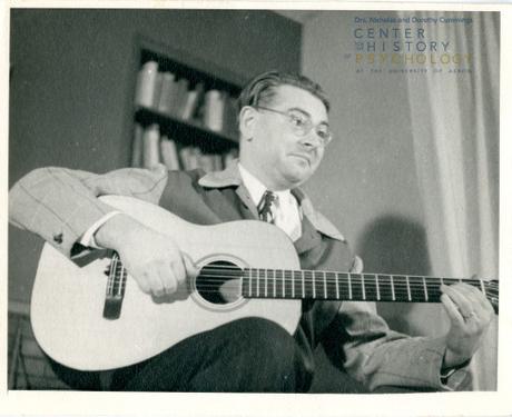Josef Brožek was a skilled guitar player (1955).  Box M4337, Folder13