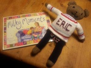 Eric the bear ... appearing on every page in Milky Moments book