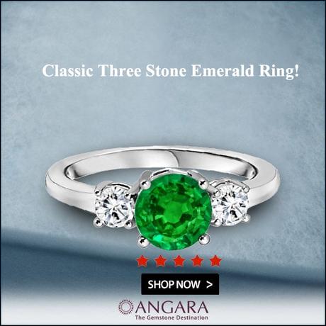 Classic-Emerald-and-Diamond-Three-Stone-Ring Classic-Emerald-and-Diamond-Three-Stone-Ring