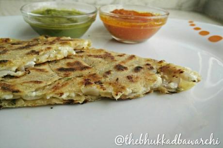 Onion and Cheese Parantha with Tangy Tomato Veggie