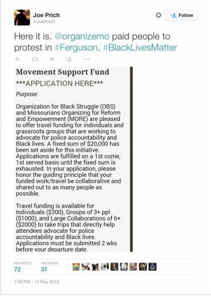 List of persons/groups paid by Soros to protest in Ferguson & Selma Ferguson tweet
