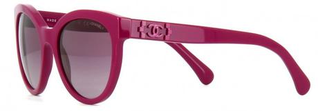 Chanel glasses: timeless iconic eyewear Pantos sunglasses in fuchsia color (model 5315, Signature Line)