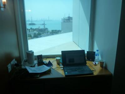 Staying at the Ibis Salmiya Hotel, Kuwait City, Kuwait My working desk with super fast Wi-Fi