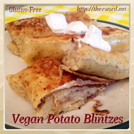 Vegan Strawberry Cheese Blintzes with Strawberry Basil Compote and GO Veggie!® Cream Cheese Potato Blintzes (4)