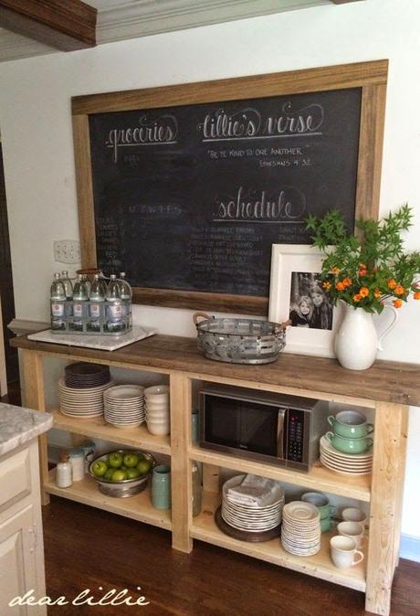 Different ways to use a buffet table Dear Lillie: A Sideboard For Our Kitchen **This would be great replacement for the front hallway wall**