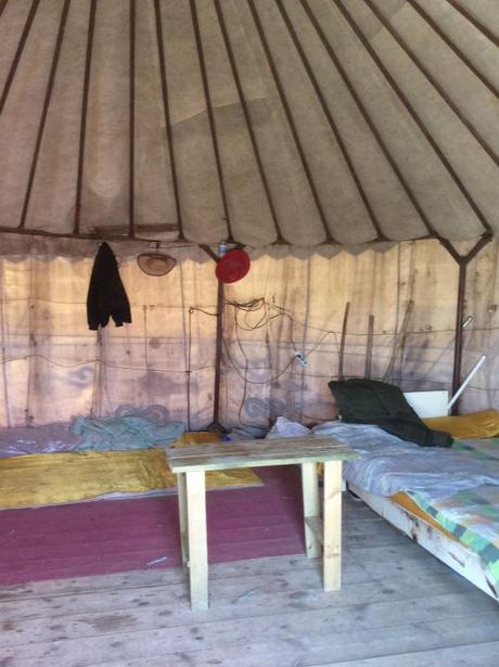 The inside of a traditional yurt.