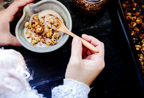 almond, caramel,homemade, buckwheat, granola, recipe, making buckwheat granola at home, refined sugar free, Copyright aldentegourmet blog, Copyright Aldyth Moyla Photography
