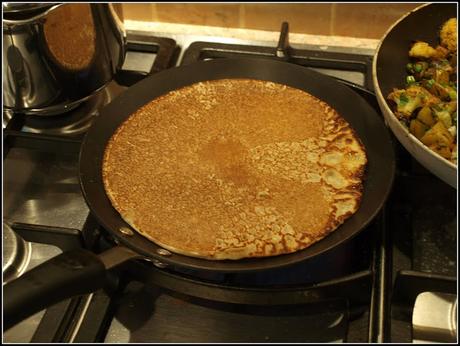Buckwheat pancakes with curried cauliflower