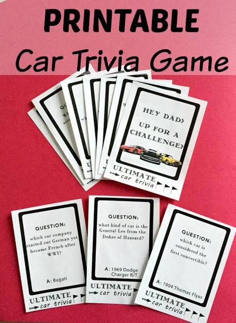 Printable DIY Car Trivia Game. Perfect gift for the car-fanatic Dad! #TheGiftOfClean #ad