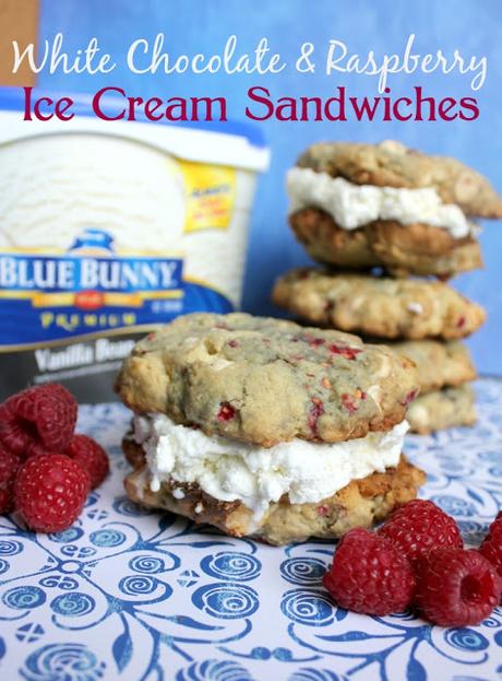 White Chocolate Chip & Raspberry Cookie Ice Cream Sandwiches #SunsOutSpoonsOut #ad White Chocolate Chip & Raspberry Cookie Ice Cream Sandwiches #SunsOutSpoonsOut #ad