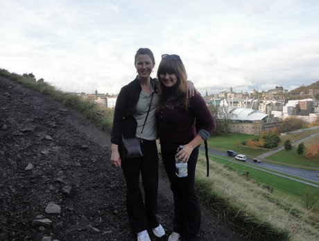 Kat and I in Edinburgh after our grueling trip to get there!