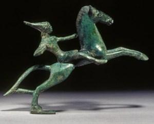 Etruscan bronze of a mounted Amazon, c 500 BCE