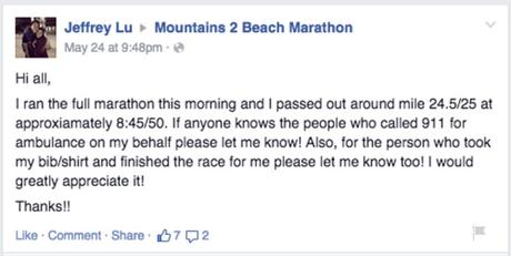 Post-race on Facebook