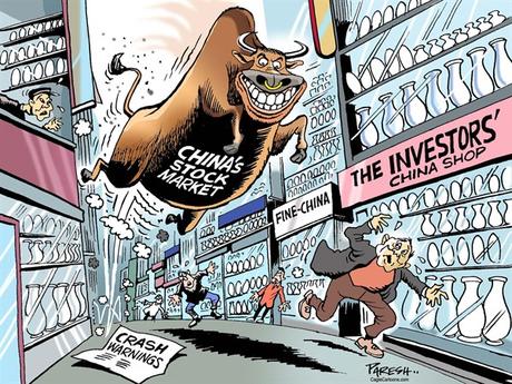 China's bull and China shop © Paresh Nath,The Khaleej Times, UAE,China stock market, china shop, investors, crash warnings, short-term gain, bull run, Chinese equities, Chinese bull
