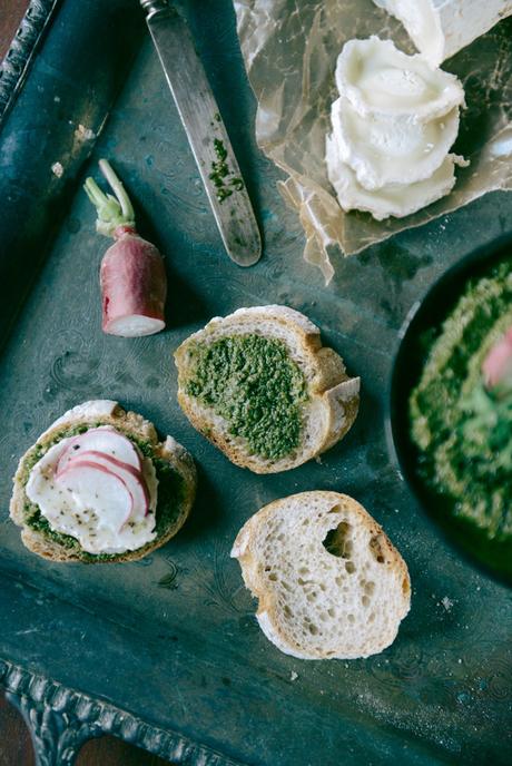 Hazelwood Urban Farms CSA Recipe: Radish, Chard & Leafy Greens Pesto (Vegan) Radish Pesto // www.WithTheGrains.com