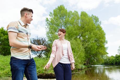 Ilkley Engagement Photography Engagement shoot in Ilkley skipping stones