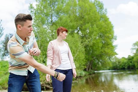 Ilkley Engagement Photography Ilkley Engagement Shoot Skipping stones