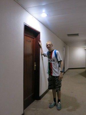 Staying at the 5 Star Yanggakdo Hotel in Pyongyang, North Korea Door to our room