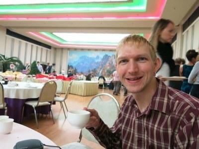 Staying at the 5 Star Yanggakdo Hotel in Pyongyang, North Korea Tea in the main restaurant
