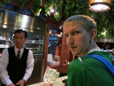 Staying at the 5 Star Yanggakdo Hotel in Pyongyang, North Korea Ordering a beer in the Brewery Bar at the Yanggakdo Hotel in Pyongyang.