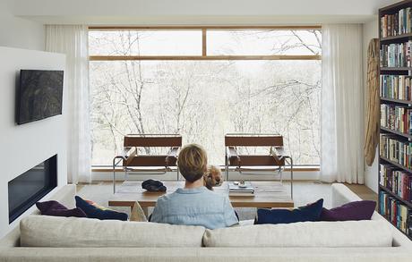 Modern library with Marcel Breuer's Wassily chars for Knoll