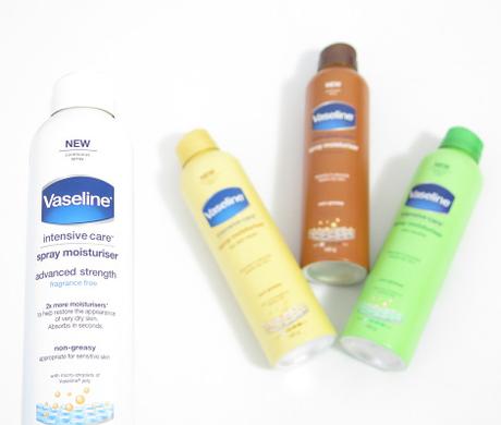 Vaseline Intensive Care Spray (& Go) Body Moisturiser dry skin repair cocoa glow aloe soothe advanced strength 1