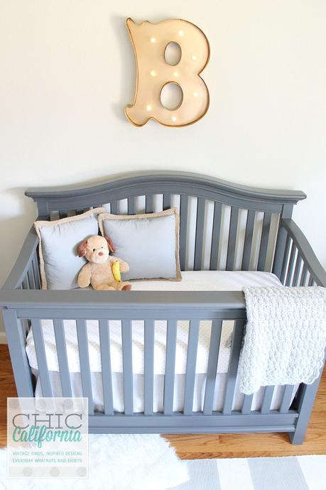 gray painted crib