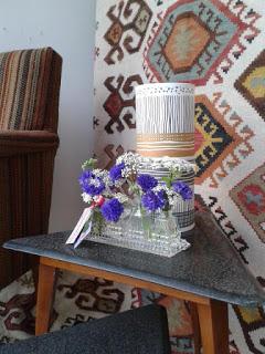 My favorite. Vintage cruet set with cornflowers Vintage cruet with cornflowers. Tuckshop Flowers Birmingham. Weddings, funerals and events flowers to order.