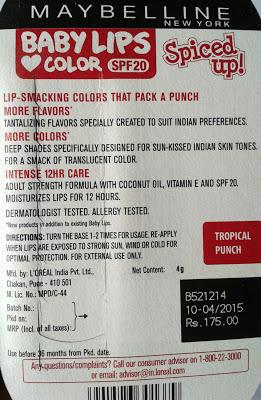 Maybelline Baby Lips Spiced up Lip Balm in Spicy Cinnamon & Tropical Punch Review Maybelline Baby Lips Spiced up Lip Balm in Spicy Cinnamon & Tropical Punch Review