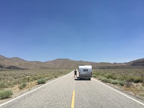 The hybrid RV Proj/Johnson mobile pauses in a remote corner of California. 