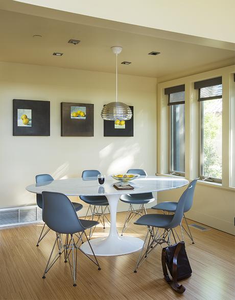 Dining area at the Stillwater Dwellings prefab in Napa