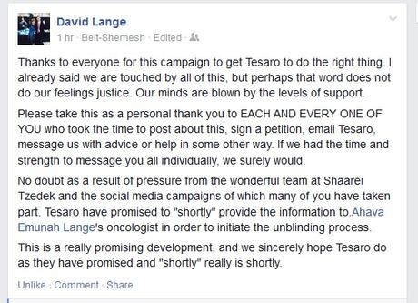 Facebook Status of the Day - Tesaro changes its tune