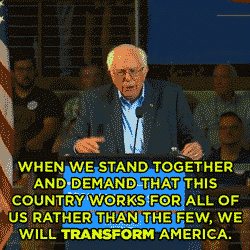 When we stand together and demand that this country works for all of us rather than the few, we will transform America and with your help that is what we're going to do.