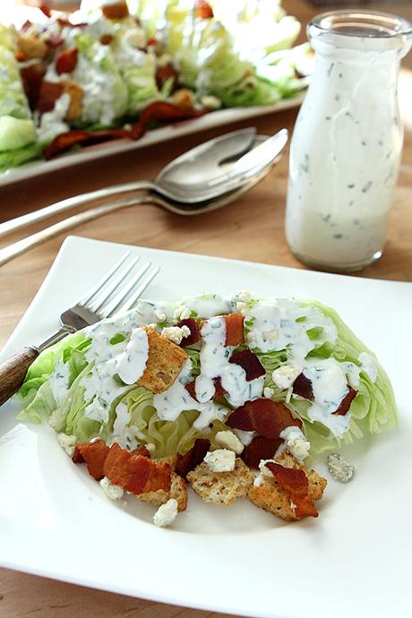 Iceberg Wedge Salad with Bacon, Croutons and Buttermilk Herb Dressing