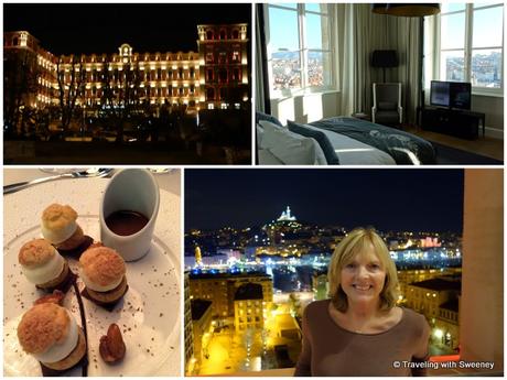 Marseille, France: European Capital of Culture Intercontinental Hotel Dieu: Prestige Suite views, dessert of Profiteroles Hôtel Dieu at Les Fenêtres
