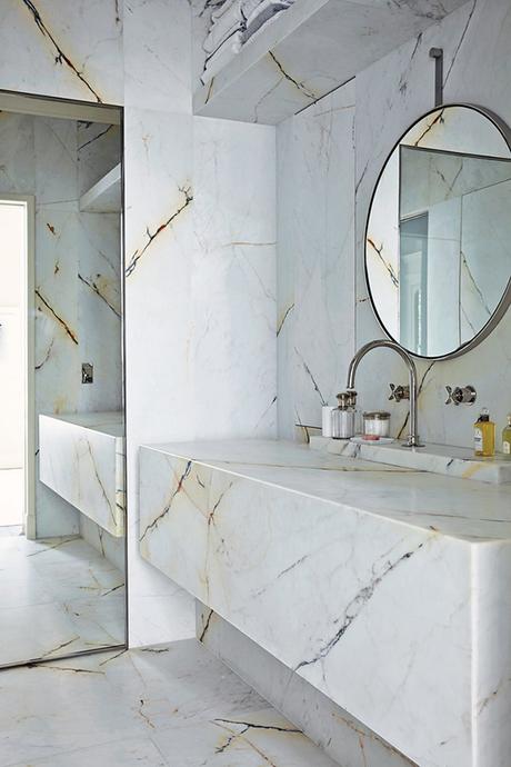 Gorgeous marble bathrooms Image by Simon Watson via T Magazine
