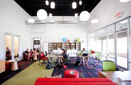 Colorful coworking space in Austin
