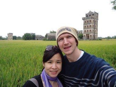 Kaiping Diaolou Tour: Zili Village, Guangdong Province, China Admiring the rice fields of Zili on route to the Kaiping Diaolou