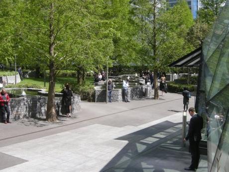 Jubilee Park, Canary Wharf, London - Open space in front of Underground exist