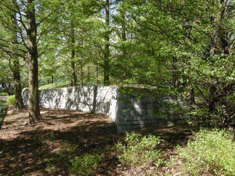 Jubilee Park, Canary Wharf, London - Serpentine wall in Woodland