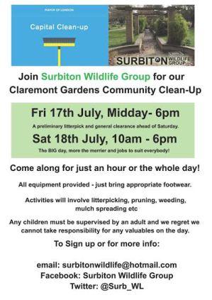 Learn English on the London Streets, clean up Claremont Gardens and three others Surbiton Wildlife Group