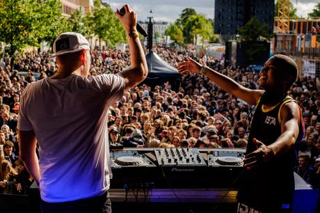 Shaq with Pelle Peter on the mike performs at Red Bull Studios live Gadekryds at Distortion in Copenhagen, Denmark on June 3rd, 2015