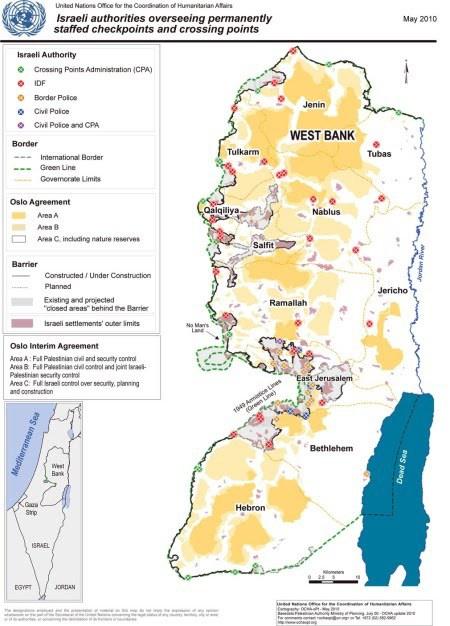 Israel areas A, B and C map