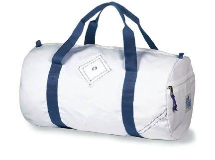 Custom Sailorbags Medium Sailcloth Round Duffel Bags White/Blue