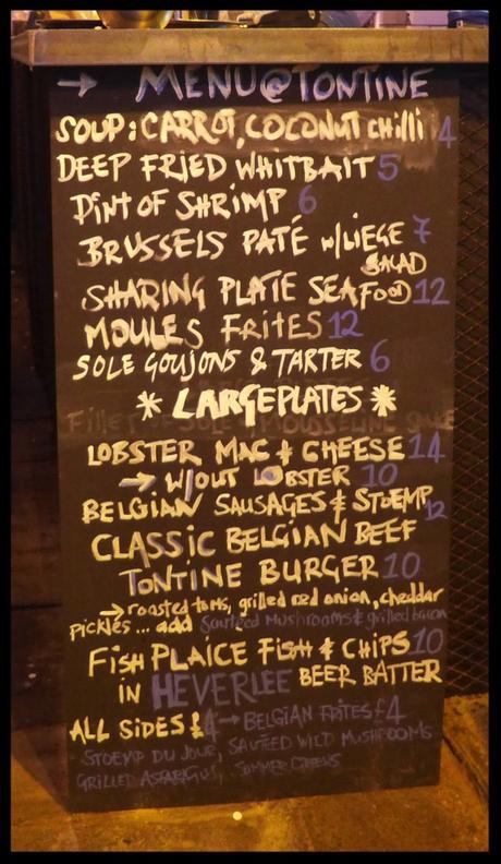 Drink: Heverlee Pop Up at Tontine Lane menu board heverlee tontine pop up bar glasgow