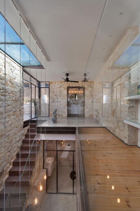 Upper interior courtyard in a renovated home in northern Israel 