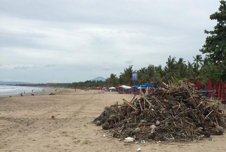 Trash and debris heaps on Legian beach