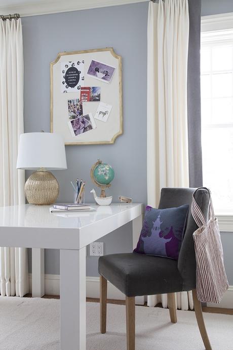 Girls Purple Bedroom Gray Study Designed By Erin Gates
